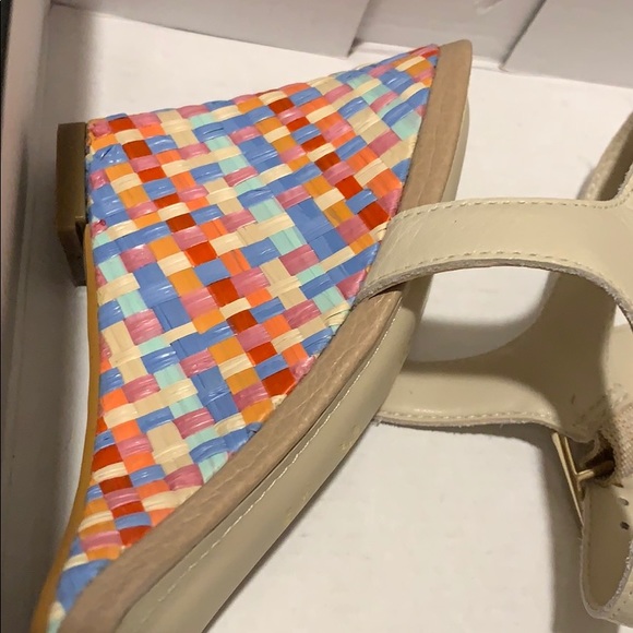 🆕NIB multicolored raffia wedge leather sandals - Picture 7 of 8